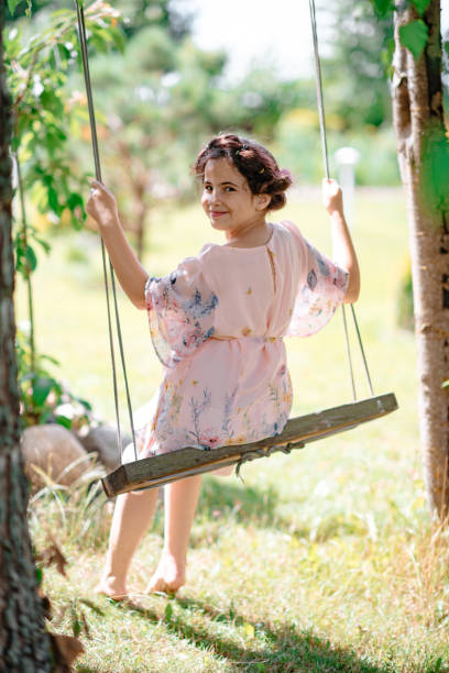 Child on a swing in the park.