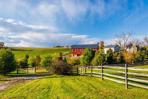 View of a farm in a rural area of York County, Pennsylvania