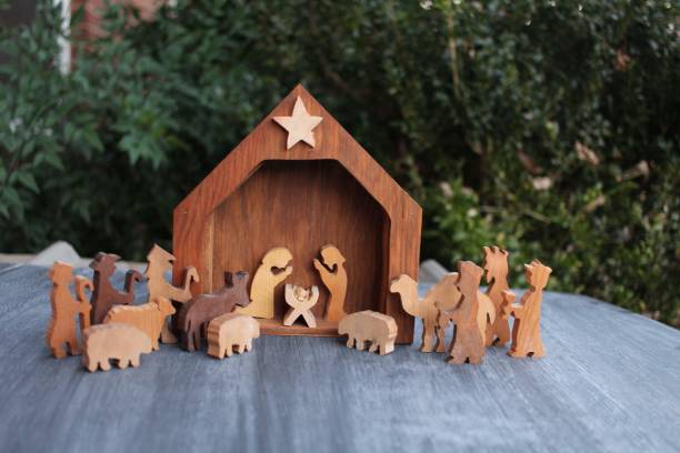 istock rustic wood nativity scene outside in nature 1284239217