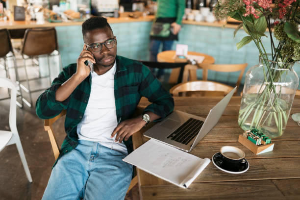 istock Handsome African American male student working 1284245815