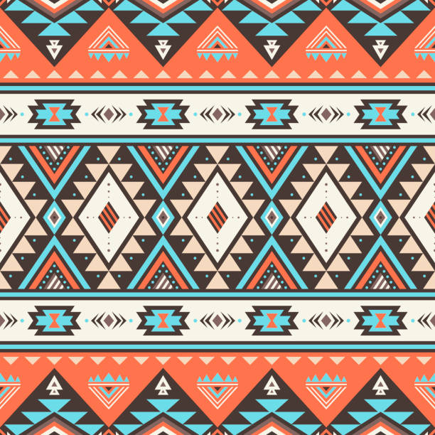 племенной геометрический бесшовный узор. - backgrounds art native american north american tribal culture stock illustrations