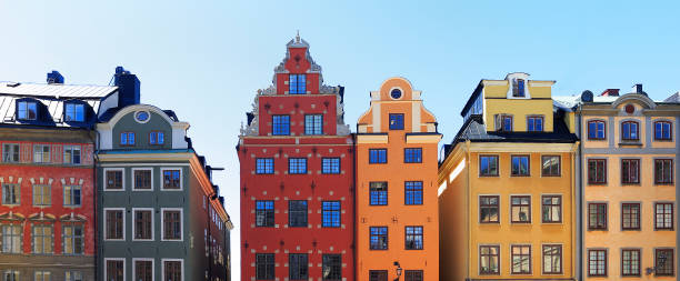 Traditional colorful houses in Old Town (Gamla Stan) of Stockholm Traditional colorful houses in Old Town (Gamla Stan) of Stockholm, Sweden stortorget photos stock pictures, royalty-free photos & images