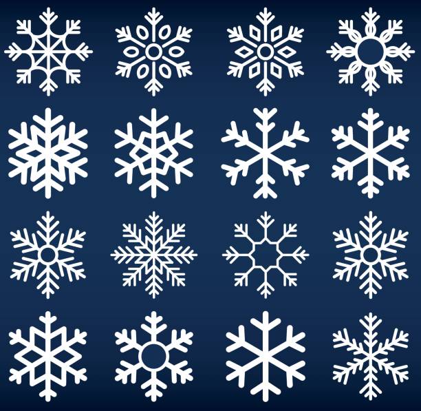 illustrations, cliparts, dessins animés et icônes de vecteur d’icônes de flocons de neige . modèle de flocons de neige. neige de logo d’icône de noël. collection de silhouette en cristal de flocons. neige, vacances, froid, gel. éléments de conception d’hiver. collection de silhouette en cristal d - ice crystal textured ice winter