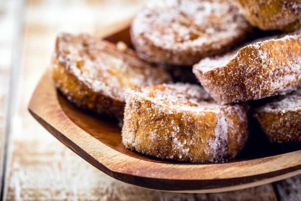 istock baked or fried bread with sugar and cinnamon. Dessert called Rabanada, Torrija or golden bread. cooking do Brasil, Portugal and Spain 1284248355