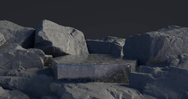 istock 3d rendering of marble Podium and stone. 1284250954