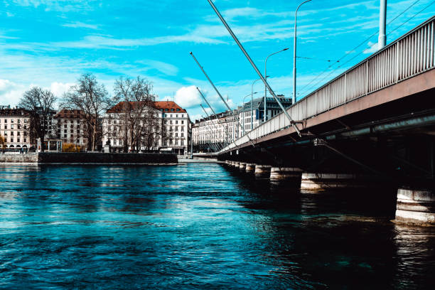 istock Buildings On Linked By Bridge On Arve River In Geneva, Switzerland 1284252442