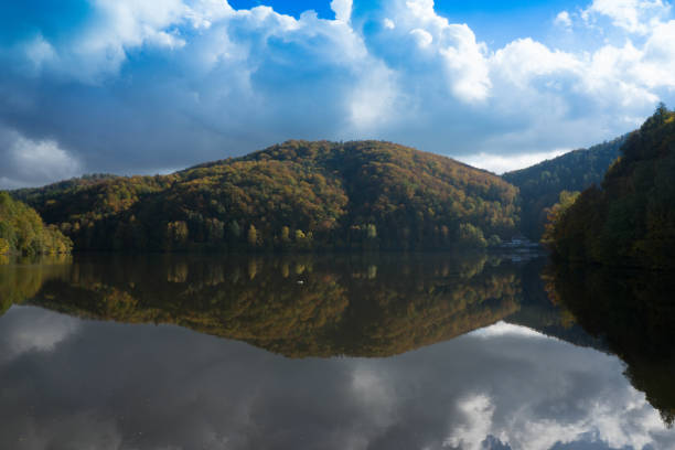 Lake Bystrzyckie in autumn. Cool