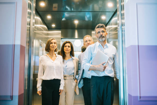 Business people coming to work