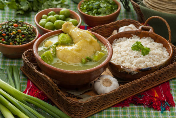 "jocón" comida guatemalteca. - long coriander fotografías e imágenes de stock