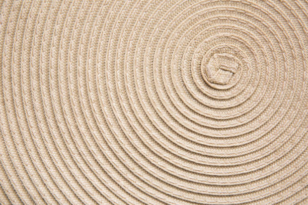 istock Circles on the fabric. Geometry. Beige background. Minimalism. 1284255709