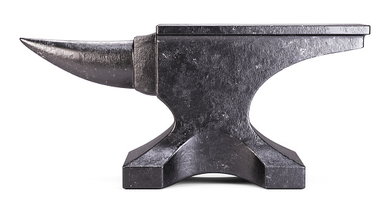 Old black anvil isolated on white background 3d