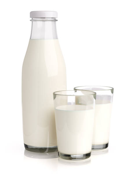 Milk bottle and fill milk glasses