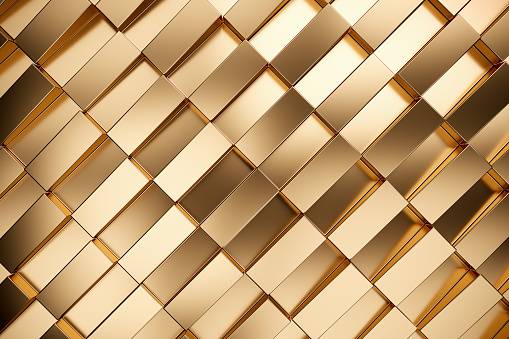 Abstract, Modern, Black And Golden Polygonal, Triangular 3D Background.