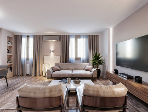 istock Apartment living room interior 1284270844