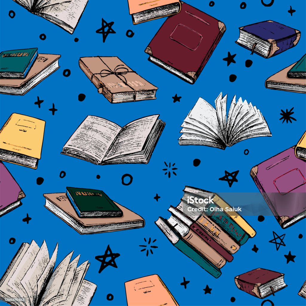 Sách Vector Mô Hình Liền Mạch Yêu Thích Đọc Sách Nền Vẽ Tay Cổ ...