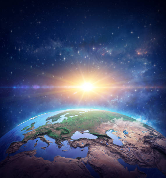 istock Rising sun on Planet Earth from space 1284272414