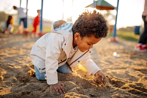 Kid playing in public park