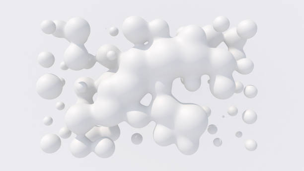 istock White liquid balls. Abstract monochrome illustration, 3d render. 1284278245