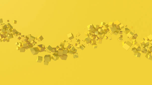 istock Group of yellow cubes. Yellow background. Abstract illustration, 3d render. 1284278260