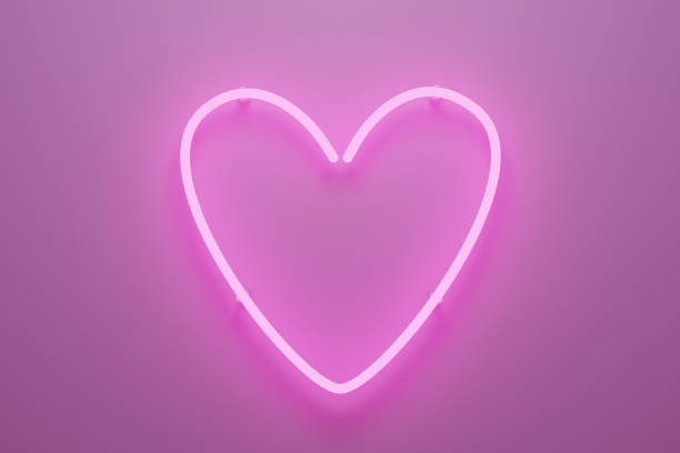 istock Abstract 3d illustration of a pink neon light with heart shape. 3d illustration. 1284281072
