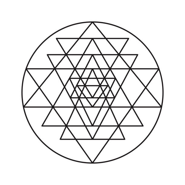 sri yantra heilige geometrie-symbol auf transparentem hintergrund - fractal nature black abstract stock-grafiken, -clipart, -cartoons und -symbole