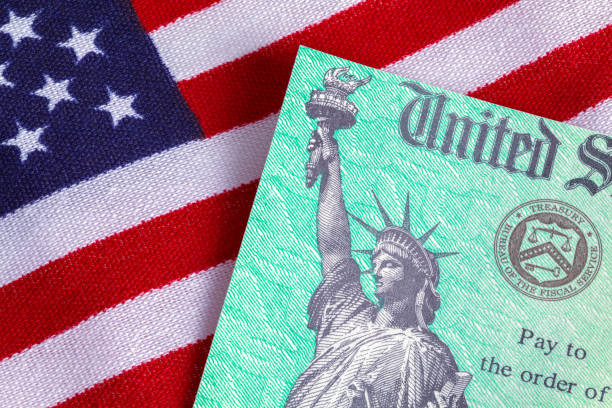 istock Tax Return Check with American Flag 1284282799