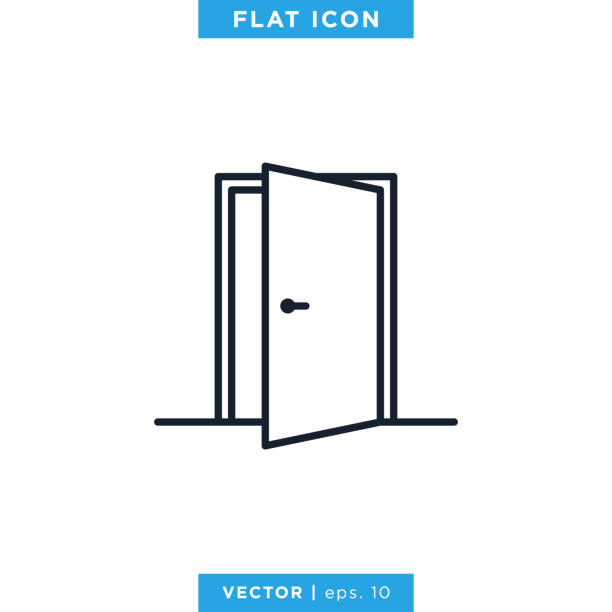 tür-symbol vektor-illustration-design-vorlage. bearbeitbarer strich. - tür stock-grafiken, -clipart, -cartoons und -symbole