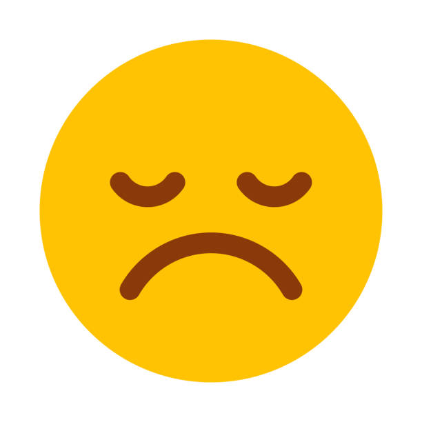 Sad Emoticon Icon on Transparent Background A flat design emoticon icon on a transparent background (can be placed onto any colored background). File is built in the CMYK color space for optimal printing. Color swatches are global so it’s easy to change colors across the document. No transparencies, blends or gradients used. frowning stock illustrations