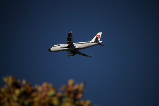 A view of an Aeroplane approaching London Heathrow Airport in November 2020