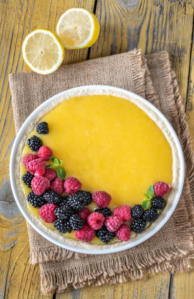 istock Lemon curd tart with fresh berries 1284292426
