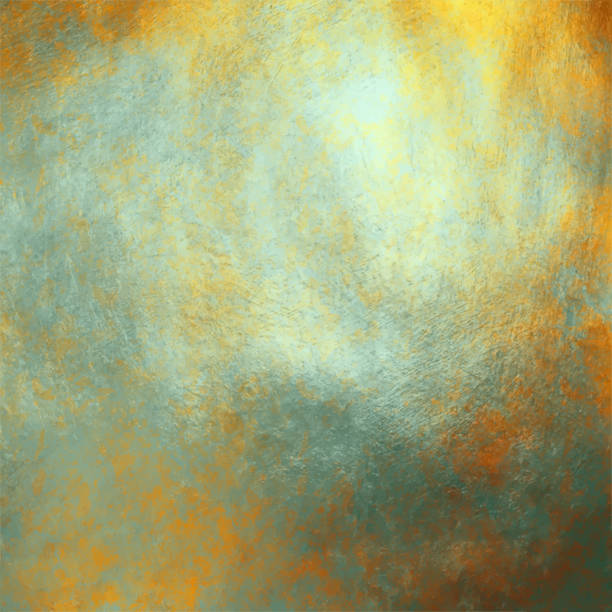 ilustrações de stock, clip art, desenhos animados e ícones de abstract background with multi colored watercolor brush stroke on gold foil texture. soft pastel grunge texture. multicolored brush stroke clip art. metallic blot isolated. elegant texture design element for greeting cards and labels, abstract background. - backgrounds textured metal grunge