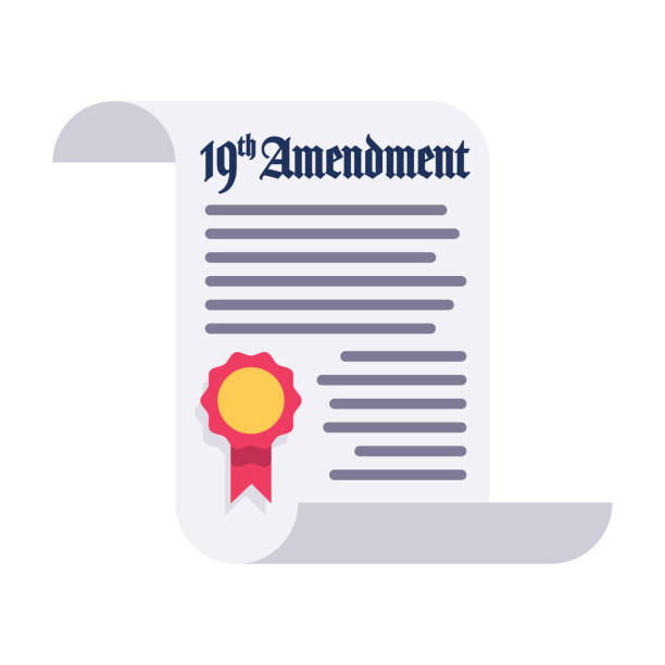 19th Amendment Icon on Transparent Background A flat design icon on a transparent background (can be placed onto any colored background). File is built in the CMYK color space for optimal printing. Color swatches are global so it’s easy to change colors across the document. No transparencies, blends or gradients used. us constitution stock illustrations