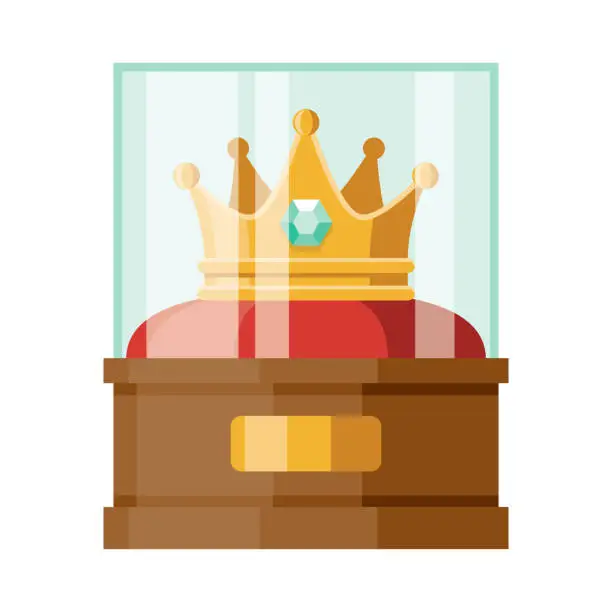 Vector illustration of Crown in Display Case Icon on Transparent Background