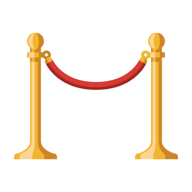 Velvet Rope Icon on Transparent Background A flat design icon on a transparent background (can be placed onto any colored background). File is built in the CMYK color space for optimal printing. Color swatches are global so it’s easy to change colors across the document. No transparencies, blends or gradients used. roped off stock illustrations