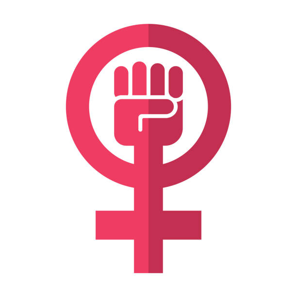 Feminism Symbol Icon on Transparent Background A flat design icon on a transparent background (can be placed onto any colored background). File is built in the CMYK color space for optimal printing. Color swatches are global so it’s easy to change colors across the document. No transparencies, blends or gradients used. girl power stock illustrations