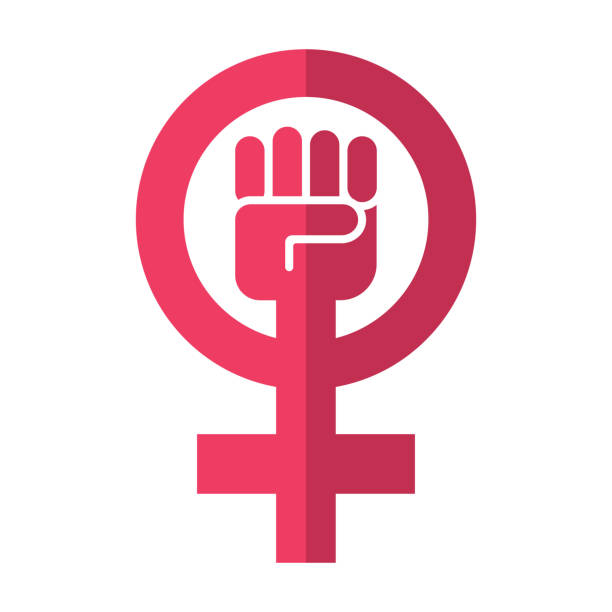 Feminism Symbol Icon on Transparent Background A flat design icon on a transparent background (can be placed onto any colored background). File is built in the CMYK color space for optimal printing. Color swatches are global so it’s easy to change colors across the document. No transparencies, blends or gradients used. female gender symbol stock illustrations