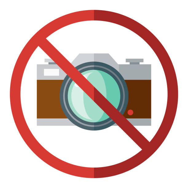 No Photographs Sign Icon on Transparent Background A flat design icon on a transparent background (can be placed onto any colored background). File is built in the CMYK color space for optimal printing. Color swatches are global so it’s easy to change colors across the document. No transparencies, blends or gradients used. no photographs sign illustrations stock illustrations
