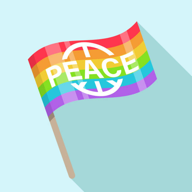 illustrations, cliparts, dessins animés et icônes de illustration de vecteur de conception plate d’icône de drapeau de paix - symbols of peace flag gay pride flag banner