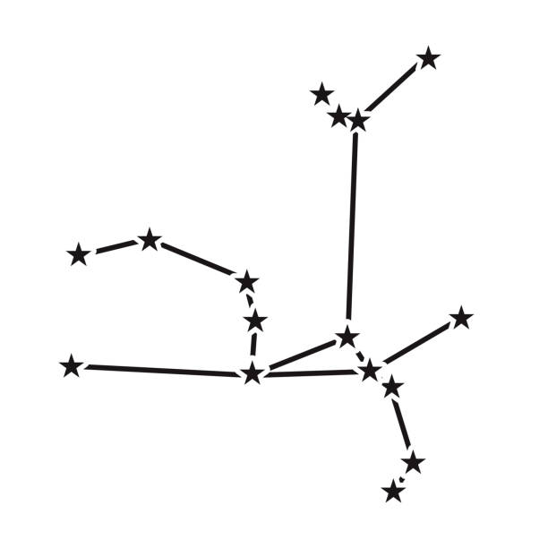 Andromeda Constellation on Transparent Background A flat design icon on a transparent background (can be placed onto any colored background). File is built in the CMYK color space for optimal printing. Color swatches are global so it’s easy to change colors across the document. No transparencies, blends or gradients used. andromeda stock illustrations