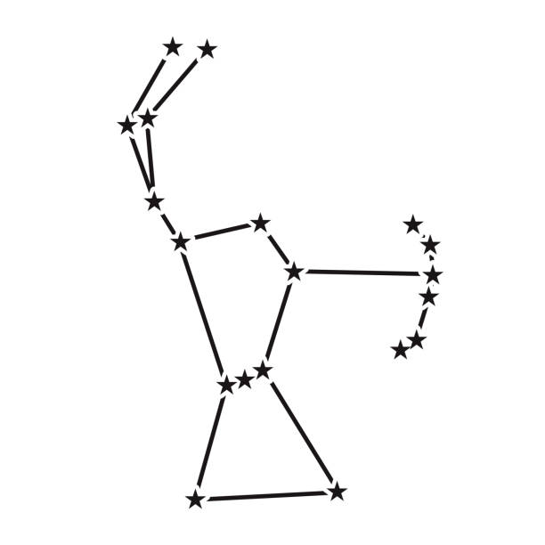 Orion Constellation on Transparent Background A flat design icon on a transparent background (can be placed onto any colored background). File is built in the CMYK color space for optimal printing. Color swatches are global so it’s easy to change colors across the document. No transparencies, blends or gradients used. orion stars stock illustrations