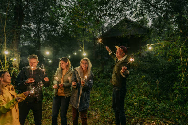 istock Friends celebrating New Year's in the woods 1284300728