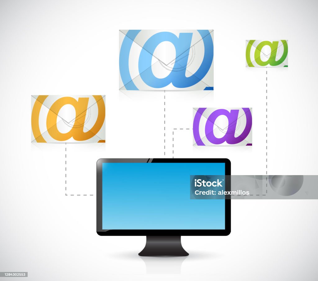 Email Communication Computer Computer Email Communication Concept Illustration Stock Illustration ...