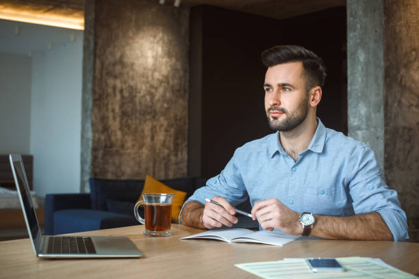 istock Bachelor man daily routine working from home single lifestyle concept dreaming 1284308142