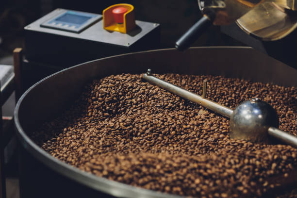 istock Cooling coffee beans in a cozy coffee shop. 1284308485