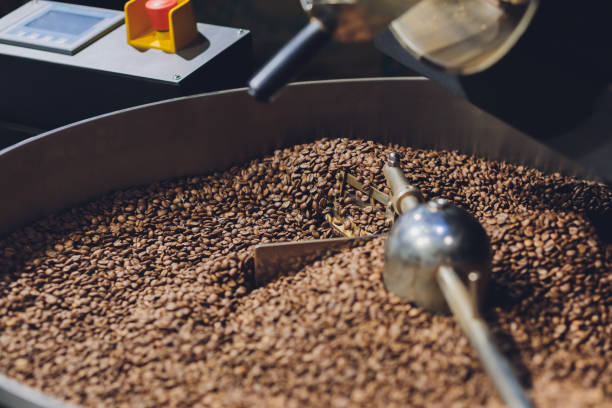 istock Cooling coffee beans in a cozy coffee shop. 1284308489
