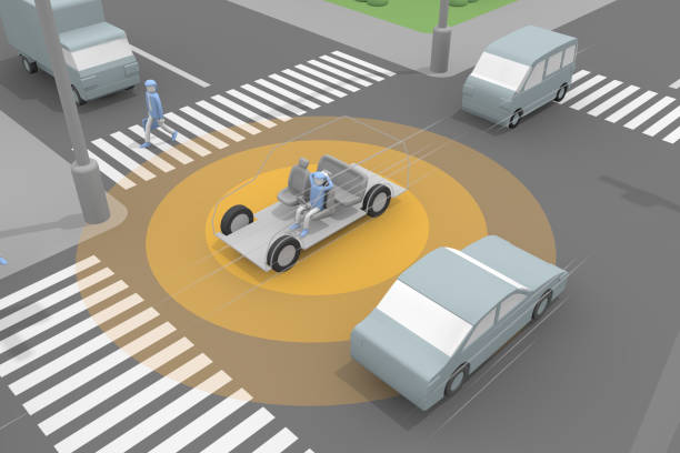 istock A car that supports autonomous driving. Relax while driving. Run while checking the cars around you. AI for self-driving cars. 1284314330
