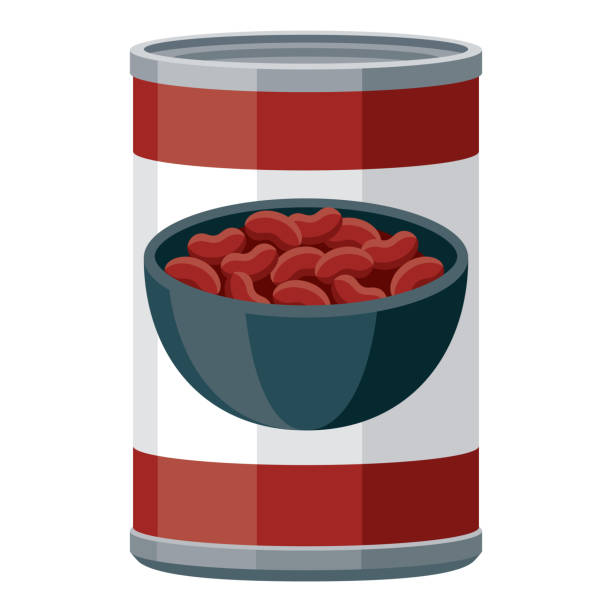 Canned Kidney Bean Icon on Transparent Background A flat design icon on a transparent background (can be placed onto any colored background). File is built in the CMYK color space for optimal printing. Color swatches are global so it’s easy to change colors across the document. No transparencies, blends or gradients used. bean stock illustrations