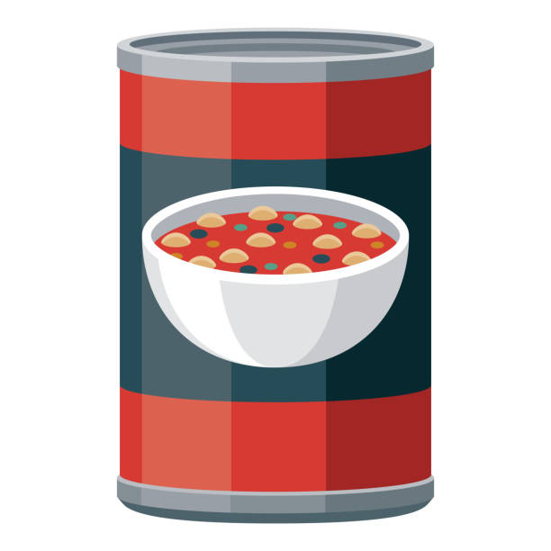 illustrazioni stock, clip art, cartoni animati e icone di tendenza di icona della zuppa in scatola sullo sfondo trasparente - minestrone