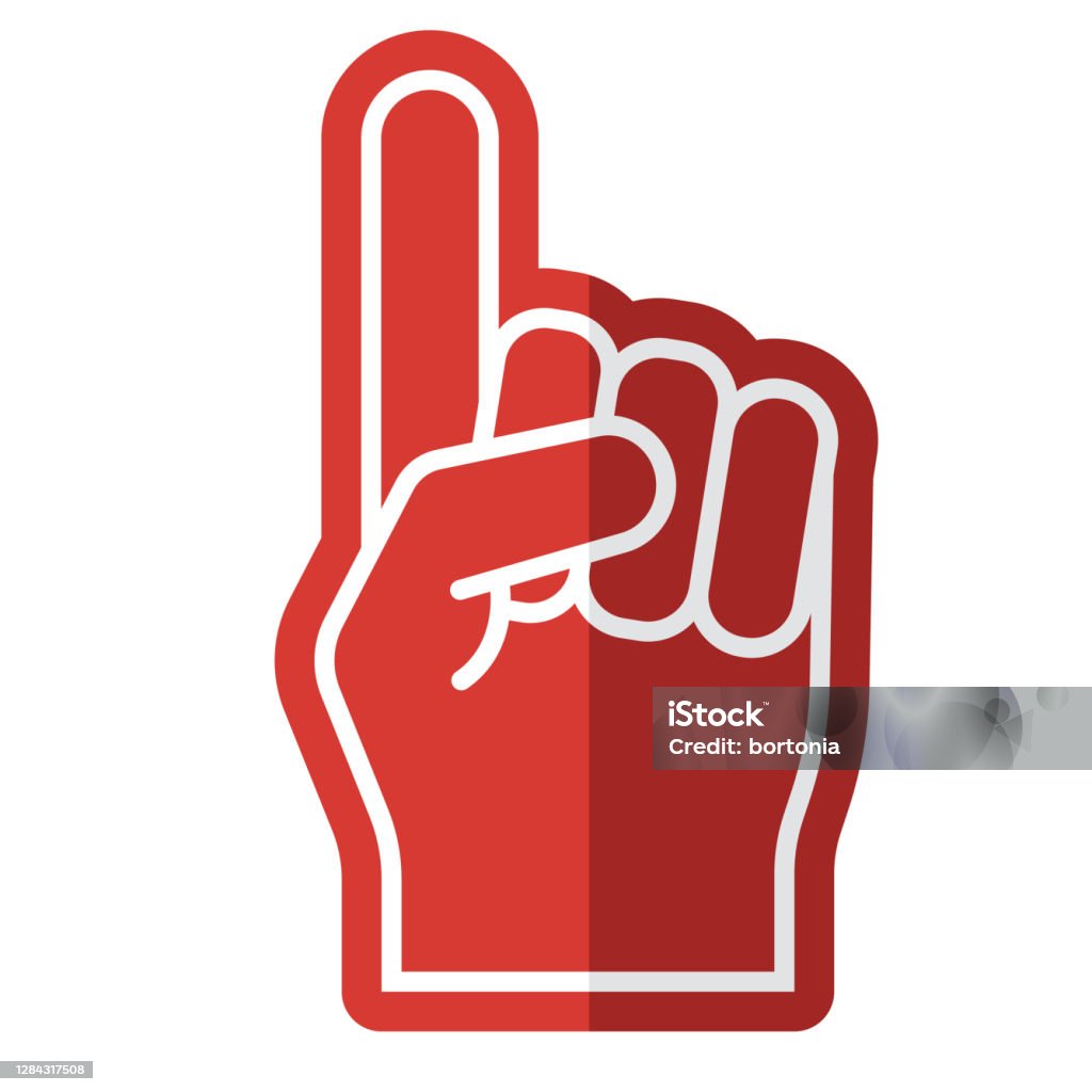 Foam Finger Icon on Transparent Background A flat design icon on a transparent background (can be placed onto any colored background). File is built in the CMYK color space for optimal printing. Color swatches are global so it’s easy to change colors across the document. No transparencies, blends or gradients used. Foam Hand stock vector