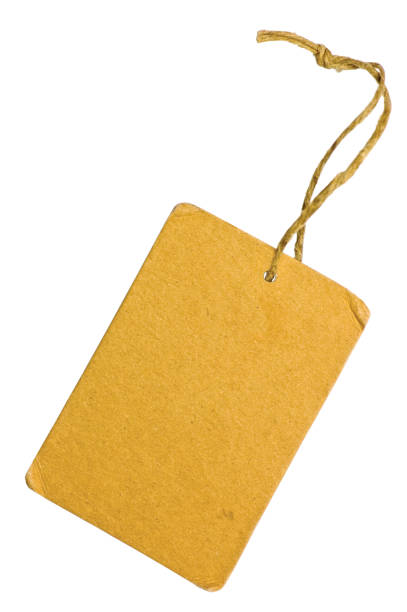 istock Blank Empty Beige Tan Yellow Empty Grunge Cardboard Sale Price Tag Label Copy Space Background, Isolated Vertical Macro Closeup 1284320580